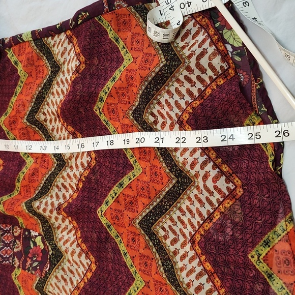 New Directions Peasant Blouse Size L Bohemian Mixed Print Fall Winter Casual - Picture 8 of 12